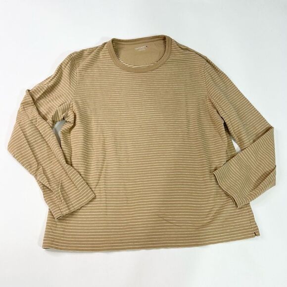 UNTUCKit Lambert Tee Long Sleeve Mens XL Crew Neck Cream & White Stripe Pullover - Picture 1 of 9